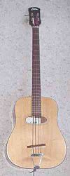 Eston acoustic bass guitar, fretless but with fretlike markers, made in Italy in the 1980s