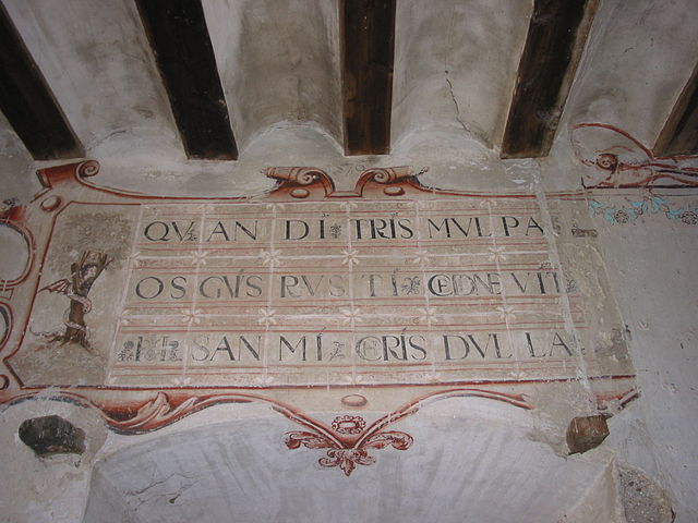 Filacteria pintada al fresco en el Antiguo Convento de Santo Domingo de la Guardia a Jaén