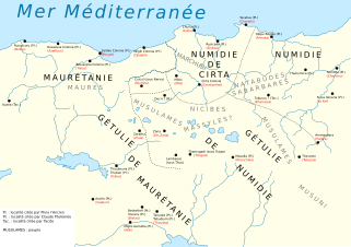 Villes à l'époque du royaume de Maurétanie de Juba II et l'Afrique romaine.