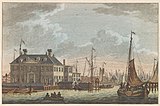 Gezicht op de Nieuwe Stadsherberg nabij de Texelsche Kade, later Prins Hendrikkade, circa. 1790.