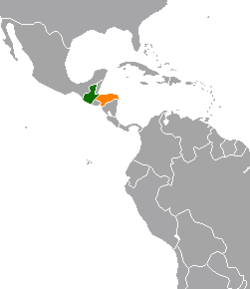 Map indicating locations of Guatemala and Honduras