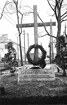 Grave of German soldiers fallen during invasion of Poland in Konskie. Visible inscription "For Fuhrer und Vaterland" Konskie-grave of fallen german soldiers.jpg