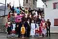 Kostümierte Gruppe im Baskenland