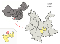 雲南省中の易門県の位置