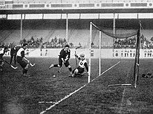 A game of hockey being played between Germany and Scotland at the 1908 London Olympics London 1908 Hockey.jpg