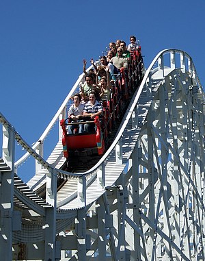 The Scenic Railway at Luna Park, Melbourne, is...