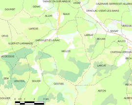 Mapa obce Miglos
