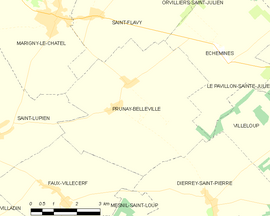 Mapa obce Prunay-Belleville