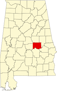 Округ Елмор на мапі штату Алабама highlighting