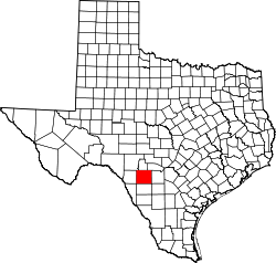 Uvalde County na mapě Texasu