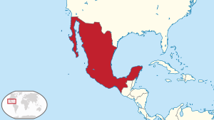 Map of Mexico in the Americas Mexico in its region.svg