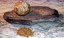 Neolithic grindstone or quern for processing grain Molino neolitico de vaiven.jpg