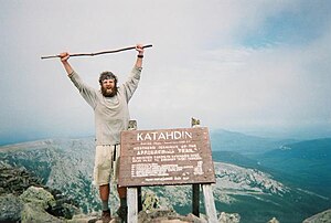 A hiker who has just completed the Appalachian...