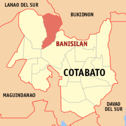 Mapa de Cotabato con Banisilan resaltado