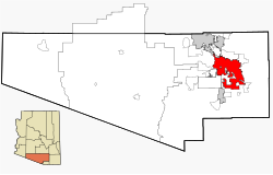 Location in Pima County and the state of ایریزونا