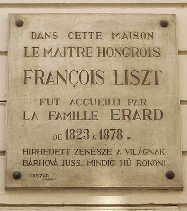 Plaque Franz Liszt 13 rue du Mail