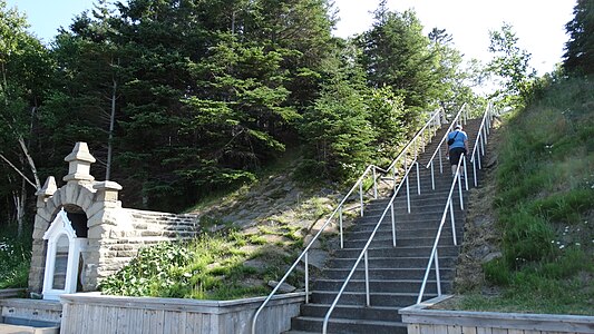 Stairs near the water fountain.