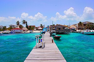 San Pedro Beach in Ambergris Caye, Belize. Pho...