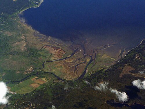 The Skokomish River delta in the northwestern United States, where the river flows into Puget Sound Skokomish River Delta 07773.JPG