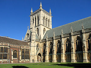 Kapell vid St John's College i Cambridge, typiskt för Scotts kyrkoarkitektur.