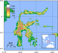 Carte et emplacement de l'île de Sulawesi