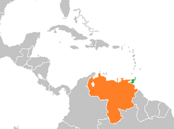 Map indicating locations of Trinidad and Tobago and Venezuela