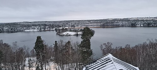 Fläsket vintertid sedd från Lyran i Bredäng.