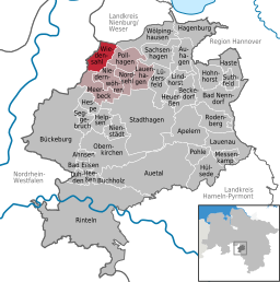 Läget för kommunen Wiedensahl i Landkreis Schaumburg