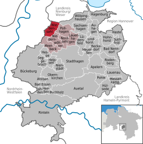 Poziția Wiedensahl pe harta districtului Schaumburg