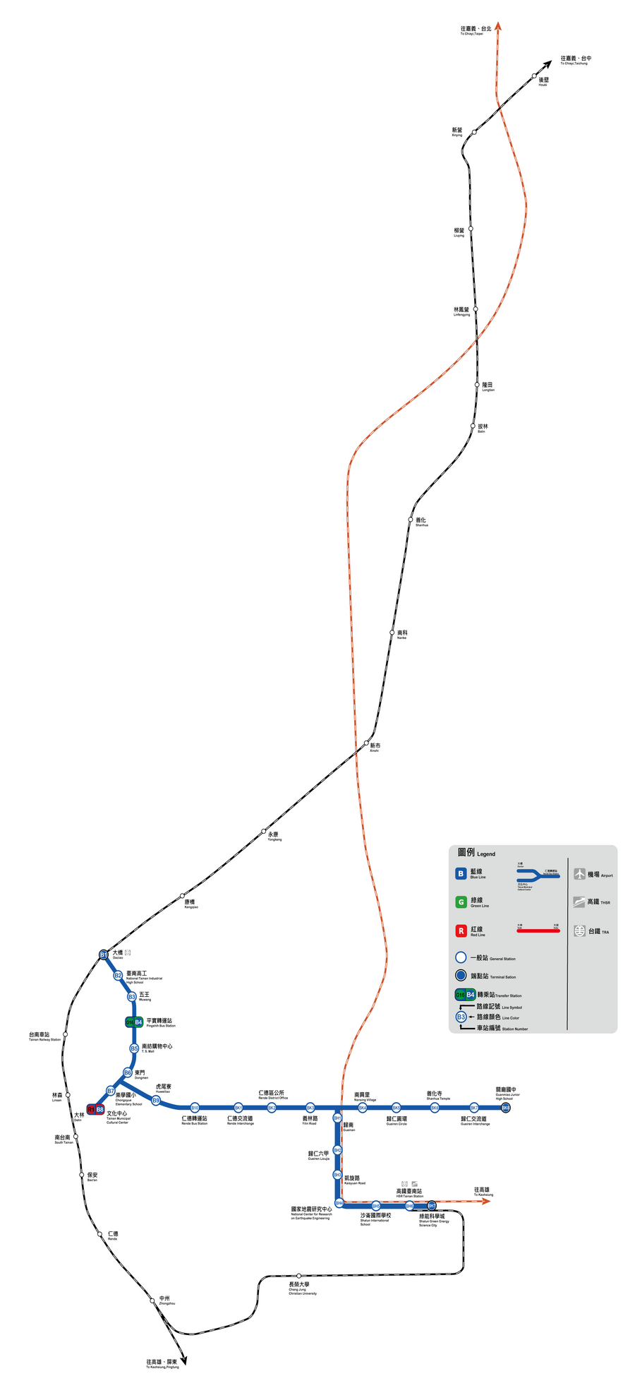 Tainan MRT Routes Map