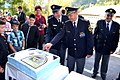 10. sveta maša za policiste Srednja vas v Bohinju 2014 (od leve proti desni) Aleš Rozman vodja policijskega okoliša Bohinj, Stanislav Veniger, generalni direktor policije in Janez Novak župnik in policijski vikar.