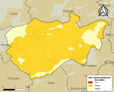 Carte des zones d'aléa retrait-gonflement des argiles.