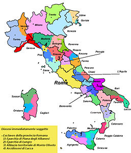 Mapa cirkevnej provincie Rímska provincia