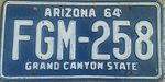 Номерной знак Аризоны 1964 года FGM-258.jpg