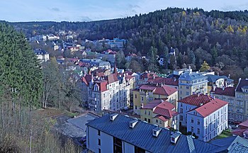 Pohled na Mariánské Lázně z hotelu Monty.