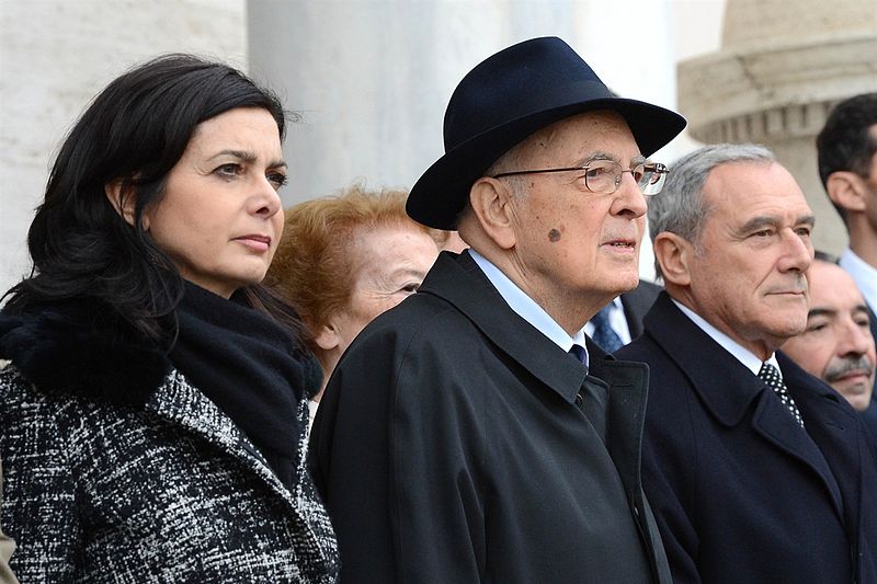 From left to right: Laura Boldrini, Giorgio Napolitano and Pietro Grasso. Photo by Jaqen on wikimedia.org