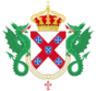 Коронованный герб дома Браганза, поддерживаемый двумя драконами