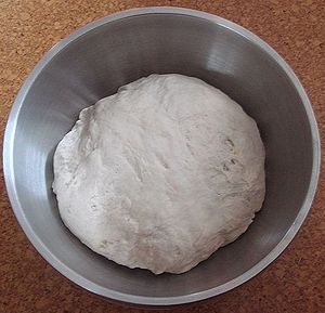 Yeast bread dough, ready for proving