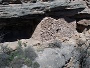 Close up view of the Cliff dwellings of the Sinagua people.