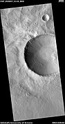 Wide view of crater with layers near the top, as seen by HiRISE under HiWish program