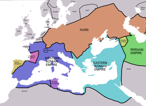 Map of territorial boundaries ca. 450 AD.