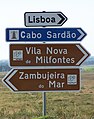 Example of the use of the typeface in road signs in Portugal