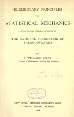 Title page of Gibbs's Statistical Mechanics