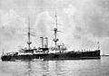 A Viktória, mint India császárnője tiszteletére elnevezett 14 140 tonnás, 1893-ban szolgálatba állított HMS Empress of India (India császárnője) pre-dreadnought csatahajó 1897-ben.