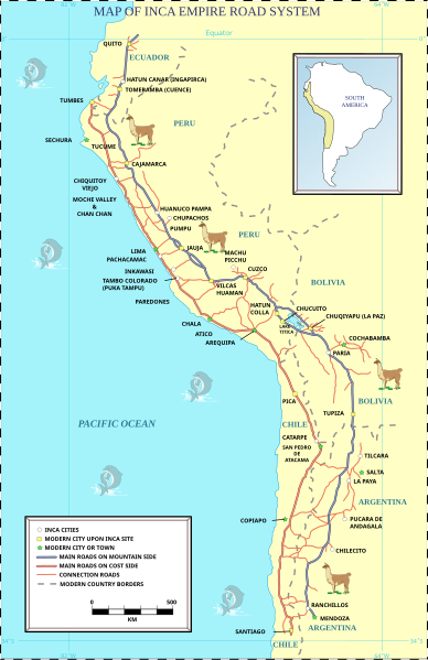 Karta över Inkas vägnät