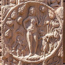 Lakshmi with lotus and two child attendants, probably derived from similar images of Venus[10]