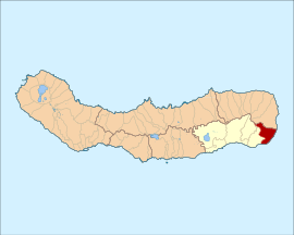 Location of the civil parish of Água Retorta in municipality of Povoação