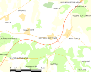 Poziția localității Montigny-sur-Vence