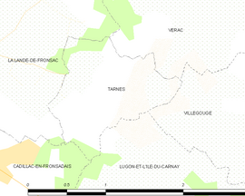 Mapa obce Tarnès