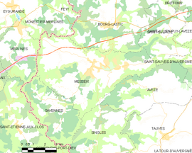 Mapa obce Messeix